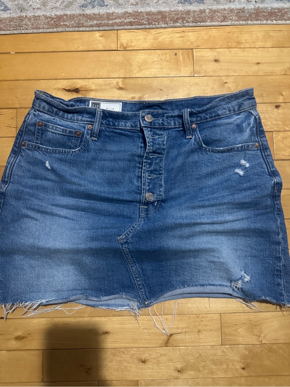 GAP Distressed Blue Denim Mini Skirt